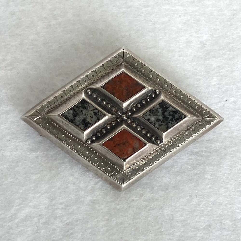 Antique Scottish Solid Sterling Silver Red Jasper… - image 3